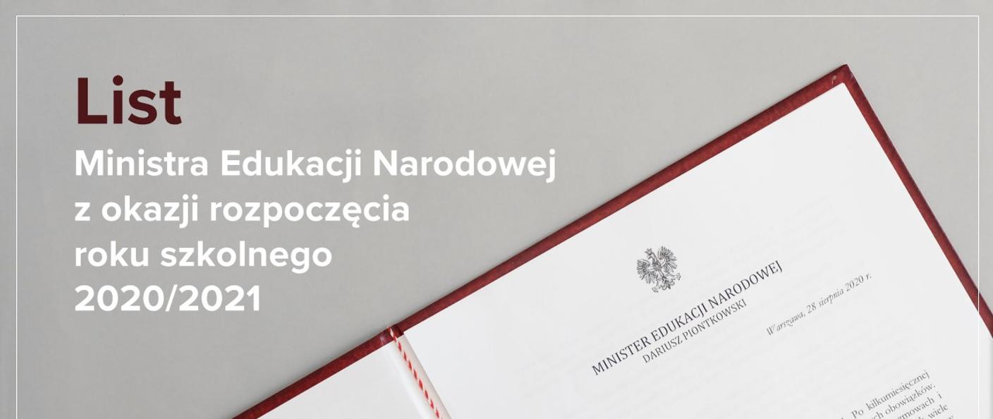You are currently viewing List Ministra Edukacji Narodowej na Rozpoczęcie Roku Szkolnego 2020/2021
